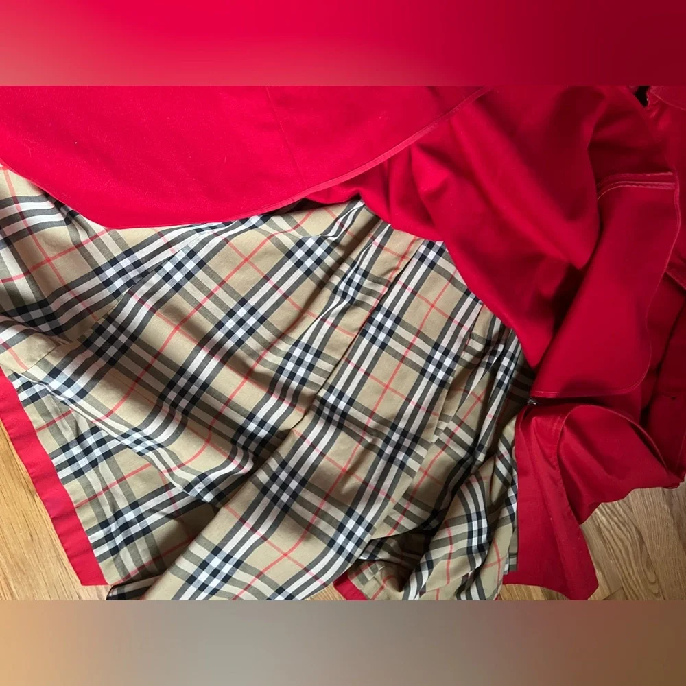 Classic Burberry plaid checkered trench coat USA 8 petite - Picture 8 of 11